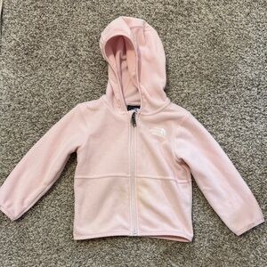 The North Face Baby Light Pink Fleece Hooded Jacket 12-18 months Like New